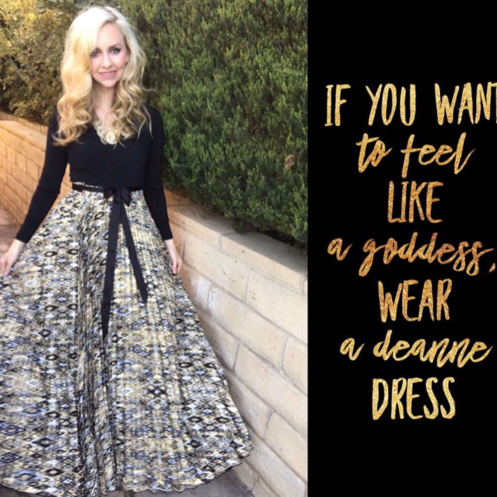 Elegant Wrap Dress NWT- Black & gold